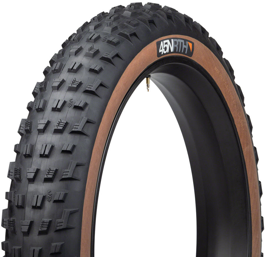 45NRTH Vanhelga Tire - 26 x 4.2, Tubeless, Folding, Black/Tan, 60tpi