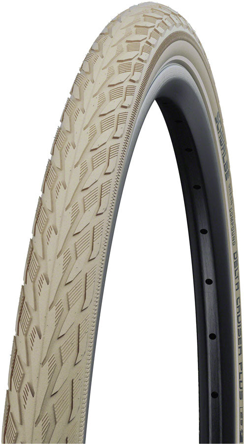 Schwalbe Delta Cruiser Plus Tire - 700 x 35, Clincher, Wire, Creme/Reflective, PunctureGuard, SBC