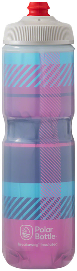 Polar Breakaway Insulated Tartan Water Bottle - Pink/Navy, 24oz