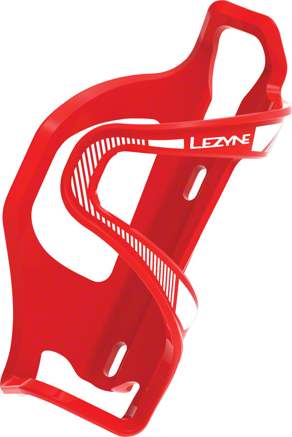 Lezyne Flow SL Water Bottle Cage - Left Side Entry, Enhanced Graphics, Red