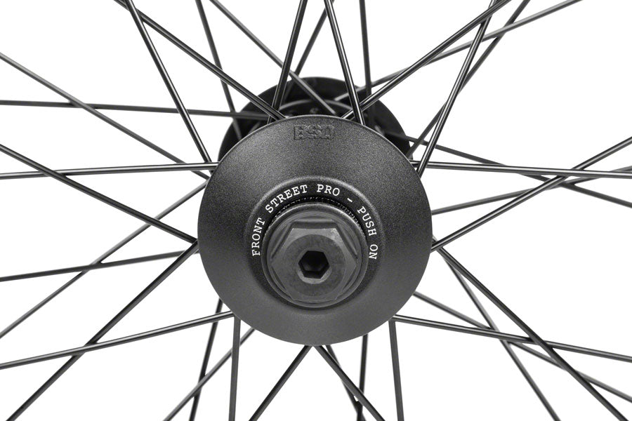 BSD XLT Front Street Pro Front Wheel - 20", 3/8" x 100, Rim Brake, Black/Teal, 36H