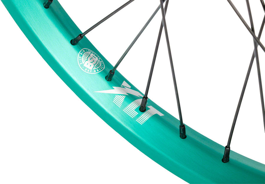 BSD XLT Revolution Rear Wheel - 20", 14 x 110mm, Rim Brake, Freecoaster, LHD, Black/Teal, 36H