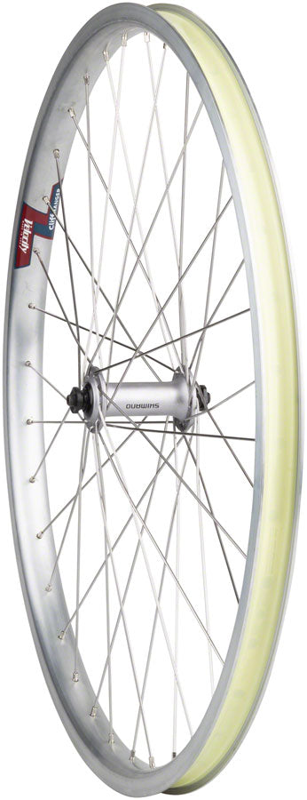 Velocity Cliffhanger Silver Front Wheel - 26" QR x 100mm, Rim Brake Clincher