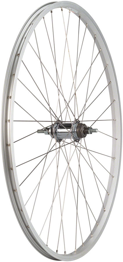 Quality Wheels Value Single Wall Series Coaster Brake Rear Wheel - 700c, 3/8" x 124mm, Coaster Brake, 3 Prong Cog, Silver