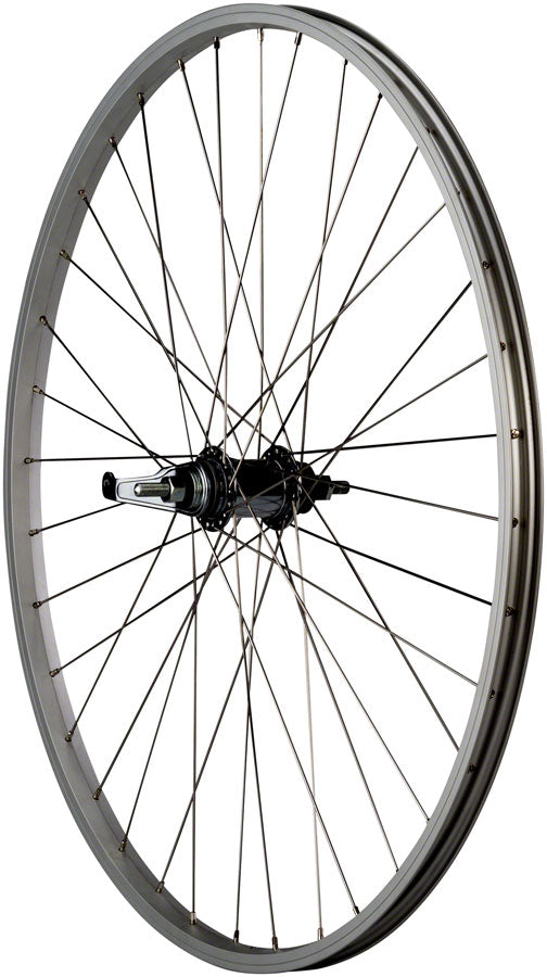 Quality Wheels Value Single Wall Series Coaster Brake Rear Wheel - 700c, 3/8" x 124mm, Coaster Brake, 3 Prong Cog, Silver