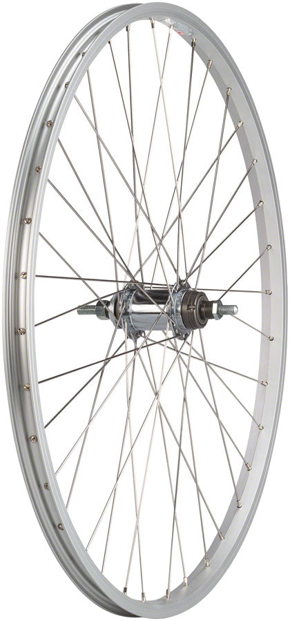 Quality Wheels Value Single Wall Series Coaster Brake Rear Wheel - 26", 3/8" x 124mm, Coaster Brake, 3 Prong Cog, Silver