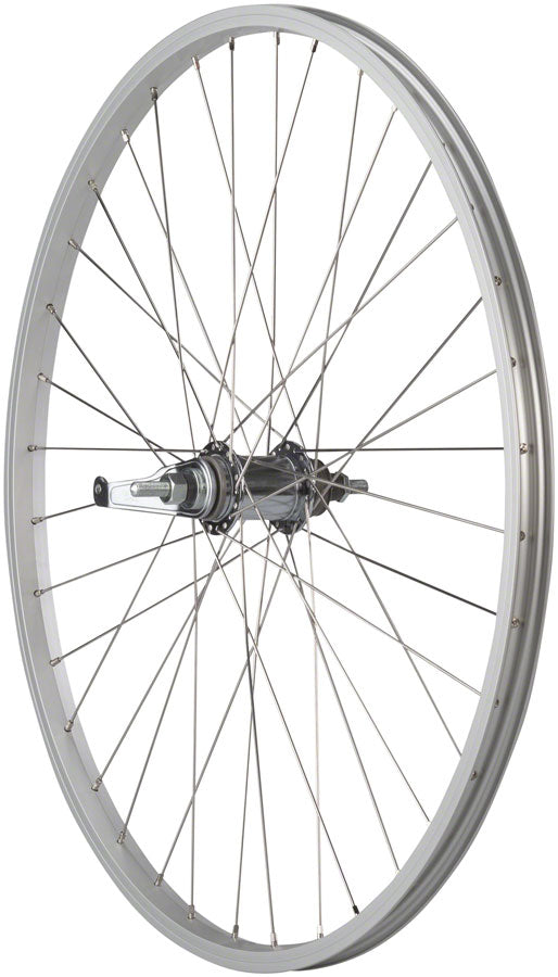 Quality Wheels Value Single Wall Series Coaster Brake Rear Wheel - 26", 3/8" x 124mm, Coaster Brake, 3 Prong Cog, Silver