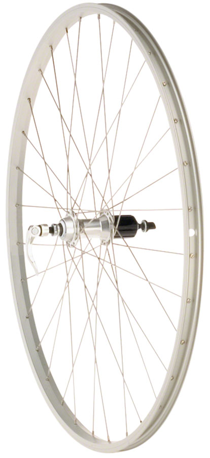 Road Bike Rear Wheel - 700c, QR x 130mm, Rim Brake, HG 10, Silver, Clincher