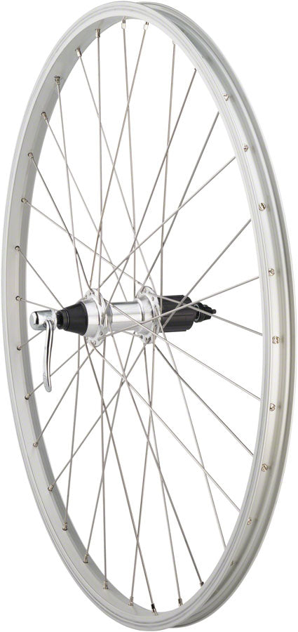 MTB Mountain Bike Rear Wheel - 26", QR x 135mm, Rim Brake, HG 10, Silver, Clincher