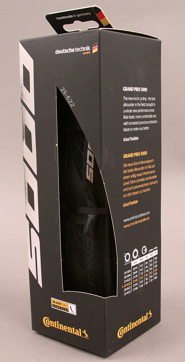 Continental Grand Prix 5000 Tire - 700 x 28, Clincher, Folding, Black/Cream, BlackChili, Vectran Breaker, LazerGrip, ACT