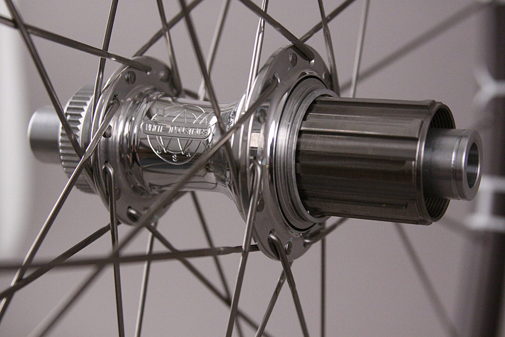 H + Son Hydra Road CL Disc Wheels White Ind Polished Hubs Thru