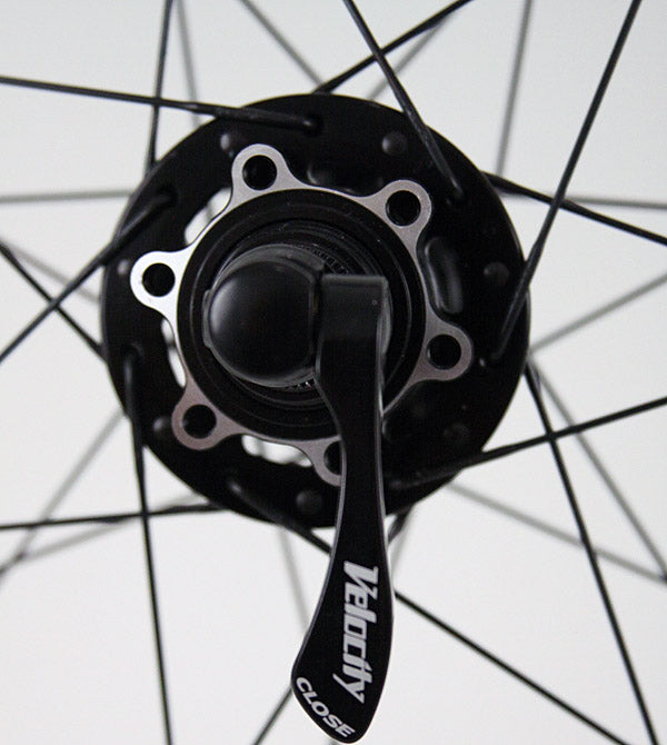 Velocity A23 Black Rims Road Gravel Disc Brake Wheelset QR or Thru Axle 700c