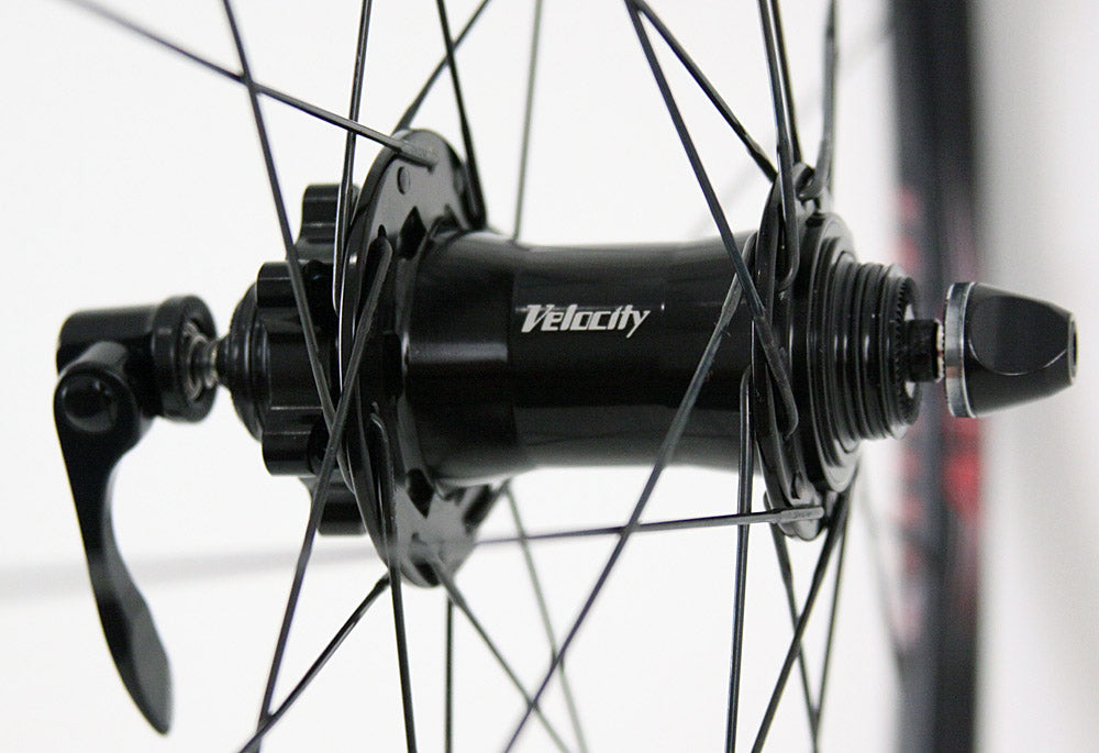 Velocity A23 Black Rims Road Gravel Disc Brake Wheelset QR or Thru Axle 700c