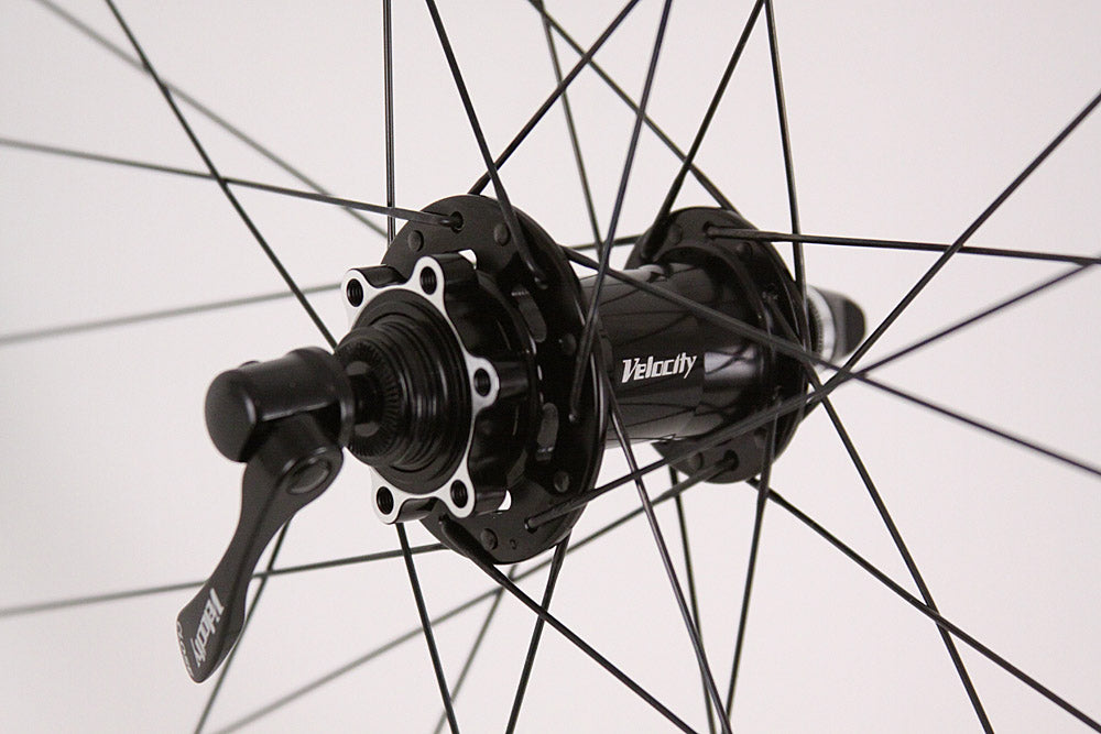 Velocity A23 Black Rims Road Gravel Disc Brake Wheelset QR or Thru Axle 700c