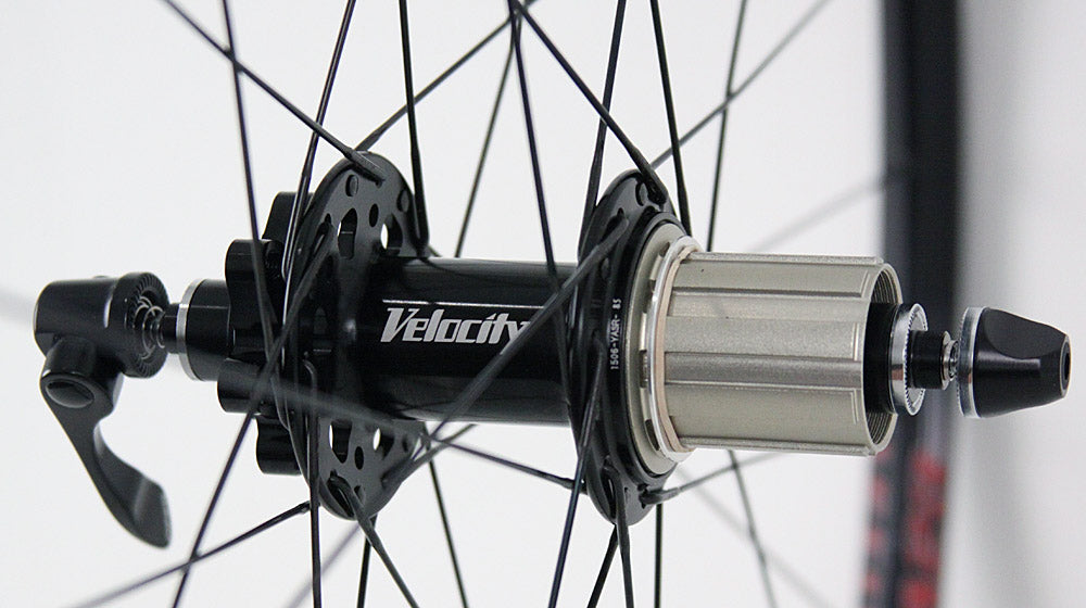 Velocity A23 Black Rims Road Gravel Disc Brake Wheelset QR or Thru Axle 700c