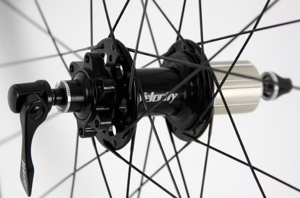 Velocity A23 Black Rims Road Gravel Disc Brake Wheelset QR or Thru Axle 700c