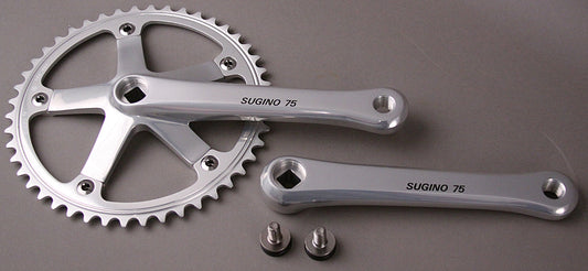 Sugino 75 Track Bike Crankset & 46T Chainring 172.5 Silver