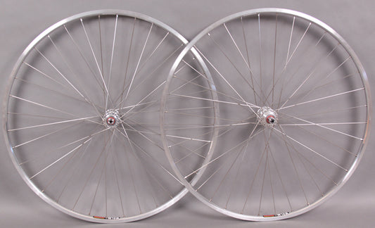 Sun M13 27 inch silver rims 5,6,7 speed freewheel hubs wheelset
